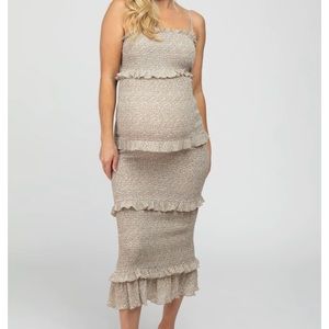 Smocked Fitted Maternity Midi Dress